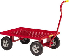 Little Giant - 1,200 Lb Capacity Steel Perforated Steel Deck Wagon Truck - Steel Deck, 24" OAW, Solid Rubber Casters - Americas Industrial Supply