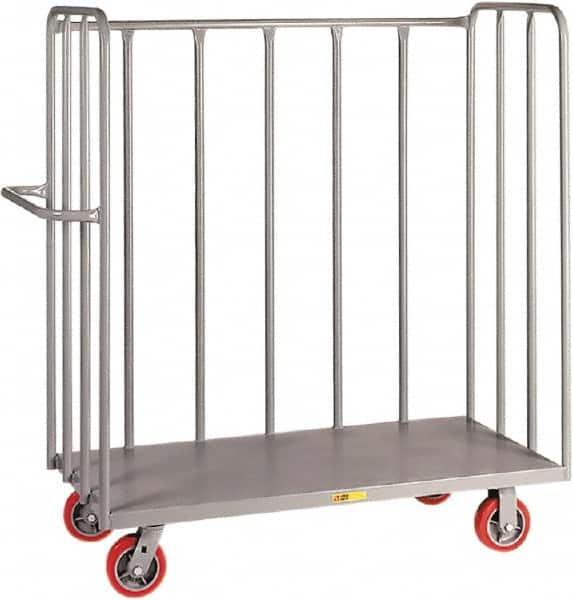 Little Giant - 3,600 Lb Capacity, 3-Sided Steel Bulk Truck - 41-1/2" Long x 24" Wide x 57" High, 6" Diam Polyurethane Wheels - Americas Industrial Supply