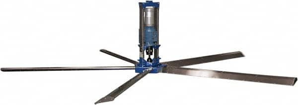 Patterson Fan - 5 Blades, 24' Blade Length, 400,867 CFM High Performance Industrial Ceiling Fan - 48 RPM, 220V, Blue & Silver - Americas Industrial Supply