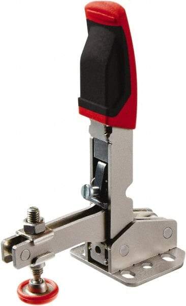 Bessey - 450 Lb Holding Capacity, Vertical Handle, Manual Hold Down Toggle Clamp - 55° Handle Movement, 45° Bar Opening, U-Bar, Flanged Base, Carbon Steel - Americas Industrial Supply