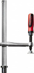 Bessey - 1,000 Lb Holding Capacity, 12" Max Opening Capacity, 1,000 Lb Clamping Pressure, Manual Hold Down Clamp - 7-11/16" Arm Length, 7-7/8" Clamp Length, 1-37/64" Clamp Width, 15-3/4" Clamp Height, 28mm Stud Mount, Steel - Americas Industrial Supply