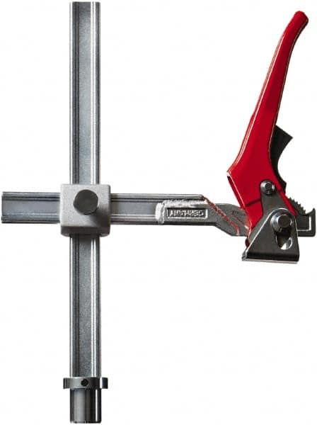 Bessey - 1,200 Lb Holding Capacity, 12" Max Opening Capacity, 1,200 Lb Clamping Pressure, Manual Hold Down Clamp - 11-1/8" Arm Length, 11" Clamp Length, 2-19/32" Clamp Width, 15-3/4" Clamp Height, 28mm Stud Mount, Steel - Americas Industrial Supply
