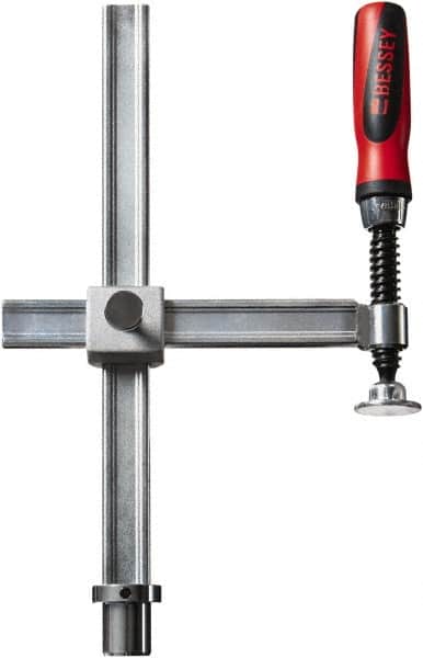 Bessey - 1,200 Lb Holding Capacity, 12" Max Opening Capacity, 1,200 Lb Clamping Pressure, Manual Hold Down Clamp - 10" Arm Length, 10-7/16" Clamp Length, 2-19/32" Clamp Width, 15-3/4" Clamp Height, 28mm Stud Mount, Steel - Americas Industrial Supply