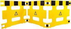Made in USA - 36" High Folding Barricade - Plastic, Black & Yellow - Americas Industrial Supply