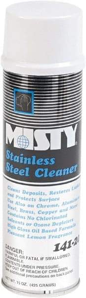 Misty - 15 fl oz Liquid Stainless Steel Cleaner & Polish - Lemon Scented, Aerosol Container - Americas Industrial Supply