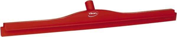 Vikan - 27.6" Polypropylene Blade Floor Squeegee Frame - Threaded End, Double Edge, Red, Polypropylene Holder - Americas Industrial Supply