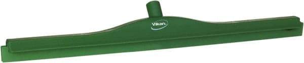 Vikan - 27.6" Polypropylene Blade Floor Squeegee Frame - Threaded End, Double Edge, Green, Polypropylene Holder - Americas Industrial Supply