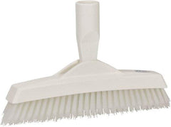 Vikan - 1.6" Bristle Length, Polyester Utility Scrub Brush - 9" Long x 1-1/2" Wide Head, 9-1/4" OAL, European Threaded Handle, White, Polypropylene Block - Americas Industrial Supply