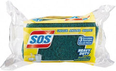 SOS - 4-1/2" Long x 2-1/2" Wide x 0.9" Thick Scouring Sponge - Heavy-Duty, Yellow/Green - Americas Industrial Supply