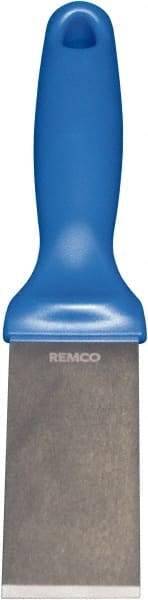 Remco - Stiff Stainless Steel Beveled Scraper - 1-1/2" Blade Width x 3-1/2" Blade Length, 5-13/32" Long Ergonomic Polypropylene Handle - Americas Industrial Supply