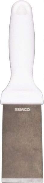 Remco - Stiff Stainless Steel Beveled Scraper - 1-1/2" Blade Width x 3-1/2" Blade Length, 5-13/32" Long Ergonomic Polypropylene Handle - Americas Industrial Supply