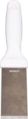 Remco - Stiff Stainless Steel Beveled Scraper - 1-1/2" Blade Width x 3-1/2" Blade Length, 5-13/32" Long Ergonomic Polypropylene Handle - Americas Industrial Supply