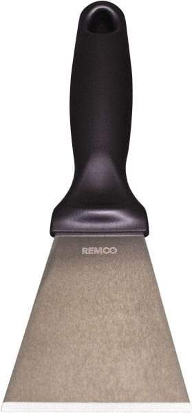 Remco - Stiff Stainless Steel Beveled Scraper - 3" Blade Width x 3-1/2" Blade Length, 5-13/32" Long Ergonomic Polypropylene Handle - Americas Industrial Supply