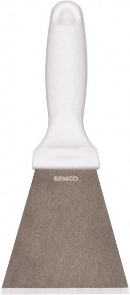 Remco - Stiff Stainless Steel Beveled Scraper - 3" Blade Width x 3-1/2" Blade Length, 5-13/32" Long Ergonomic Polypropylene Handle - Americas Industrial Supply