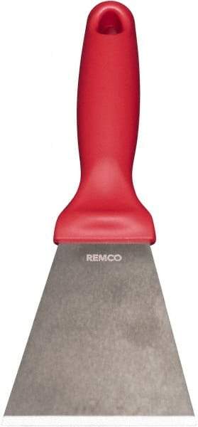 Remco - Stiff Stainless Steel Beveled Scraper - 3" Blade Width x 3-1/2" Blade Length, 5-13/32" Long Ergonomic Polypropylene Handle - Americas Industrial Supply