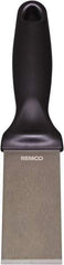 Remco - Stiff Stainless Steel Beveled Scraper - 1-1/2" Blade Width x 3-1/2" Blade Length, 5-13/32" Long Ergonomic Polypropylene Handle - Americas Industrial Supply