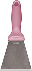 Remco - Stiff Stainless Steel Beveled Scraper - 1-1/2" Blade Width x 3-1/2" Blade Length, 5-13/32" Long Ergonomic Polypropylene Handle - Americas Industrial Supply