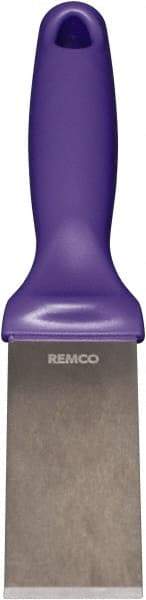 Remco - Stiff Stainless Steel Beveled Scraper - 1-1/2" Blade Width x 3-1/2" Blade Length, 5-13/32" Long Ergonomic Polypropylene Handle - Americas Industrial Supply