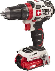 Porter-Cable - 20 Volt 1/2" Chuck Mid-Handle Cordless Drill - 0-1800 RPM, Keyless Chuck, Reversible, 2 Lithium-Ion Batteries Included - Americas Industrial Supply