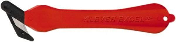 Klever Innovations - Fixed Safety Cutter - 1-1/4" Carbon Steel Blade, Red Plastic Handle, 1 Blade Included - Americas Industrial Supply