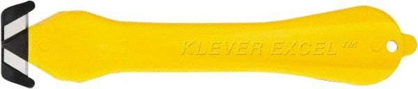 Klever Innovations - Fixed Safety Cutter - 1-1/4" Carbon Steel Blade, Yellow Plastic Handle, 1 Blade Included - Americas Industrial Supply