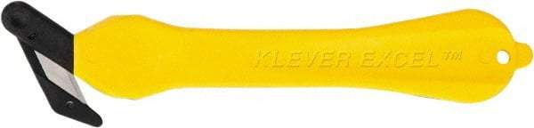 Klever Innovations - Fixed Safety Cutter - 1-1/4" Carbon Steel Blade, Yellow Plastic Handle, 1 Blade Included - Americas Industrial Supply