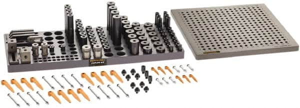 Renishaw - M8, CMM Clamping Kit - Use with CMM Fixtures, Includes 110Pc. Component Set, 300x300mm Plate - Americas Industrial Supply
