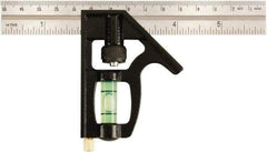 Johnson Level & Tool - 2 Piece, 6" Combination Square Set - 1/8, 1/16 & 1/32" (Inch/Metric) Graduation, Stainless Steel Blade, Cast Zinc Head - Americas Industrial Supply