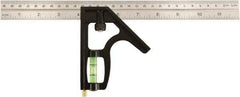 Johnson Level & Tool - 2 Piece, 12" Combination Square Set - 1/8, 1/16 & 1/32" (Inch/Metric) Graduation, Stainless Steel Blade, Cast Zinc Head - Americas Industrial Supply