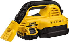 DeWALT - 0.5 Gal Plastic Tank, Battery Powered Wet/Dry Vacuum - 0.33 Peak hp, 20 Volt, 1-1/4" Hose Fitting, Cordless, HEPA Filter, Accessories Included - Americas Industrial Supply