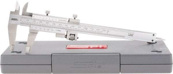 SPI - 0 to 130mm Stainless Steel Vernier Caliper - 0.02mm Graduation, 1.57" Jaw Depth, 0.001" Accuracy, Includes NIST Traceability Certificate - Americas Industrial Supply