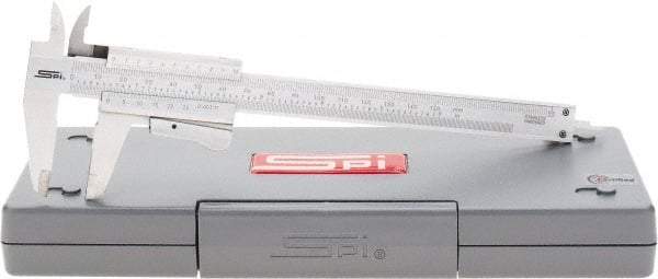 SPI - 0 to 150mm Stainless Steel Vernier Caliper - 0.02mm Graduation, 1.57" Jaw Depth, 0.001" Accuracy, Includes NIST Traceability Certificate - Americas Industrial Supply