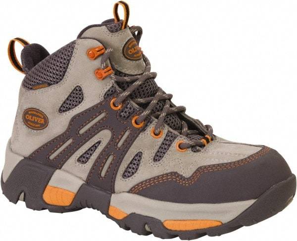 OLIVER - Women's Medium Width Steel Industrial Hiker - Tan, Orange, Leather Upper, Rubber Outsole, 5" High, Lace-Up - Americas Industrial Supply