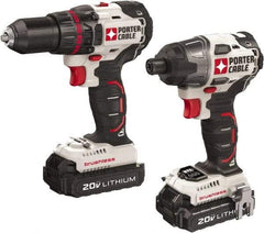 Porter-Cable - 20 Volt Cordless Tool Combination Kit - Includes 1/2" Brushless Drill/Driver & 1/4" Brushless Impact Driver, Lithium-Ion Battery Included - Americas Industrial Supply