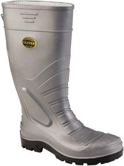 OLIVER - Men's Size 11 Wide Width Steel Knee Boot - Gray, PVC/Nitrile Blend Upper, PVC/Nitrile Blend Outsole, 16" High, Pull-On, Heat Resistant, Puncture Resistant - Americas Industrial Supply