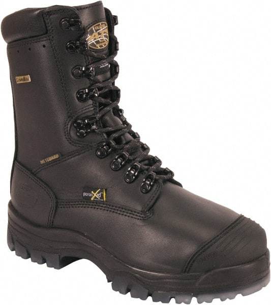 OLIVER - Men's Size 11.5 Wide Width Composite Work Boot - Black, Leather Upper, Rubber Outsole, 14" High, Lace-Up, Waterproof - Americas Industrial Supply