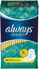 Always - Folded Sanitary Napkins - Regular Absorbency, Up to 8 Hours LeakGuard Protection - Americas Industrial Supply