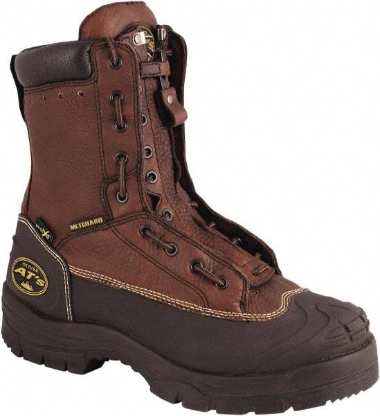 OLIVER - Men's Size 9.5 Wide Width Steel Work Boot - Brown, Leather Upper, Rubber Outsole, 8" High, Lace-Up - Americas Industrial Supply