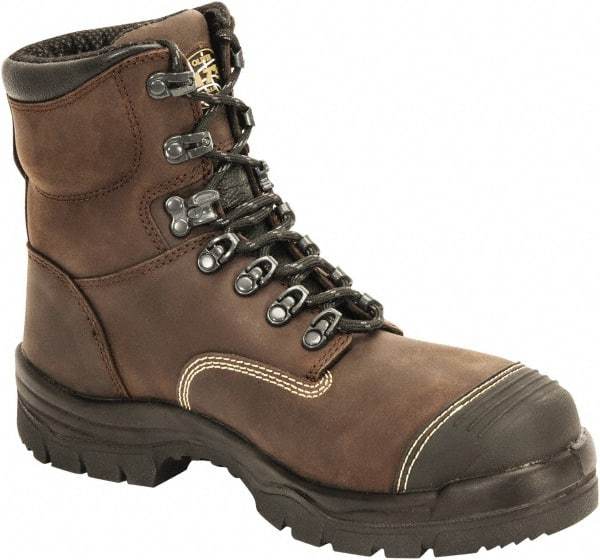 OLIVER - Men's Size 6 Wide Width Steel Work Boot - Brown, Leather Upper, Polyurethane/Rubber Outsole, 6" High, Lace-Up - Americas Industrial Supply