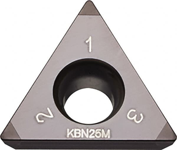 Kyocera - TPGW331 Grade KBN25M CBN Turning Insert - Megacoat Finish, 60° Triangle, 3/8" Inscr Circle, 3/16" Thick, 1/64" Corner Radius - Americas Industrial Supply