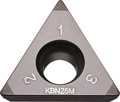 Kyocera - TPGW331 Grade KBN25M CBN Turning Insert - Megacoat Finish, 60° Triangle, 3/8" Inscr Circle, 3/16" Thick, 1/64" Corner Radius - Americas Industrial Supply