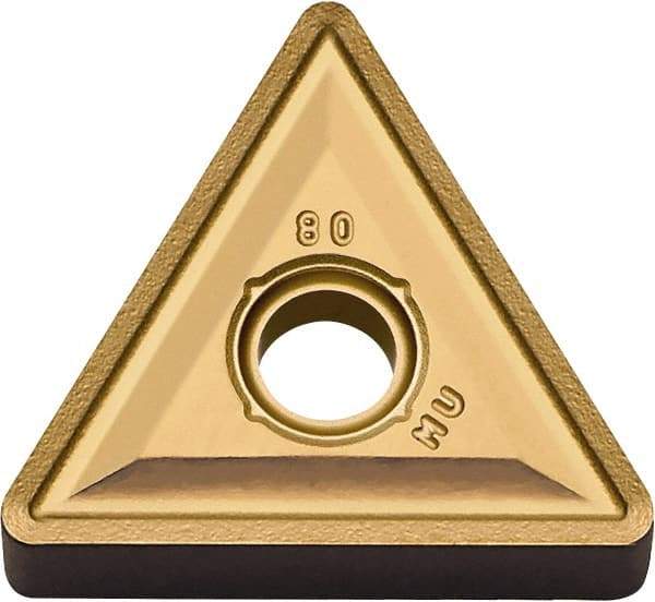 Kyocera - TNMG331 MU Grade CA6515 Carbide Turning Insert - TiCN/Al2O3/TiN Finish, 60° Triangle, 3/8" Inscr Circle, 3/16" Thick, 1/64" Corner Radius - Americas Industrial Supply