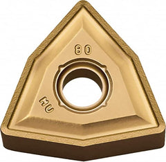 Kyocera - WNMG432 MU Grade CA6515 Carbide Turning Insert - TiCN/Al2O3/TiN Finish, 80° Trigon, 1/2" Inscr Circle, 3/16" Thick, 1/32" Corner Radius - Americas Industrial Supply