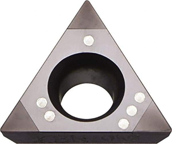 Kyocera - TPGB220.5 Grade KBN25M CBN Turning Insert - Megacoat Finish, 60° Triangle, 1/4" Inscr Circle, 1/8" Thick, 0.008" Corner Radius - Americas Industrial Supply