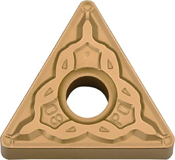 Kyocera - TNMG332 PQ Grade PV720 Cermet Turning Insert - TiCN (Megacoat Nano) Finish, 60° Triangle, 3/8" Inscr Circle, 3/16" Thick, 1/32" Corner Radius - Americas Industrial Supply