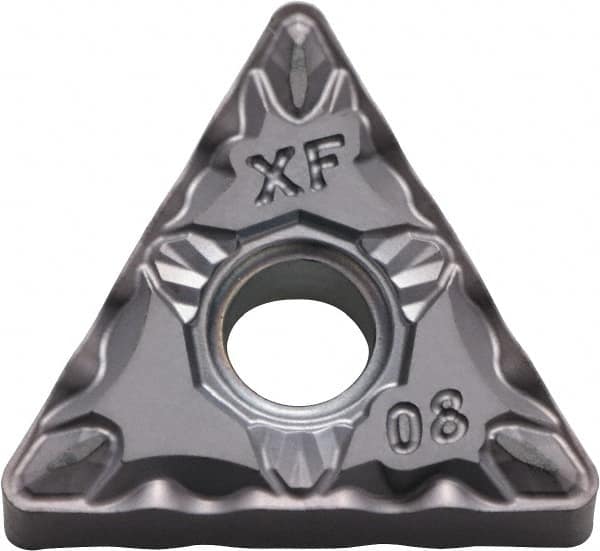 Kyocera - TNMG331 XF Grade PV720 Cermet Turning Insert - TiCN (Megacoat Nano) Finish, 60° Triangle, 3/8" Inscr Circle, 3/16" Thick, 1/64" Corner Radius - Americas Industrial Supply