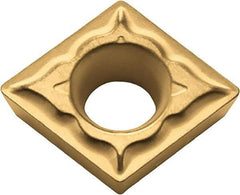 Kyocera - CPMT321 XQ Grade CA525 Carbide Turning Insert - TiCN/Al2O3/TiN Finish, 80° Diamond, 3/8" Inscr Circle, 1/8" Thick, 1/64" Corner Radius - Americas Industrial Supply