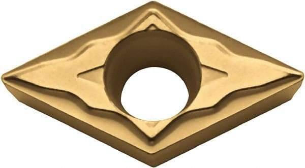 Kyocera - DCMT32.52 XQ Grade CA515 Carbide Turning Insert - TiCN/Al2O3/TiN Finish, 55° Diamond, 3/8" Inscr Circle, 5/32" Thick, 1/32" Corner Radius - Americas Industrial Supply
