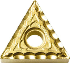 Kyocera - TNMG331 XQ Grade PV720 Cermet Turning Insert - TiCN (Megacoat Nano) Finish, 60° Triangle, 3/8" Inscr Circle, 3/16" Thick, 1/64" Corner Radius - Americas Industrial Supply