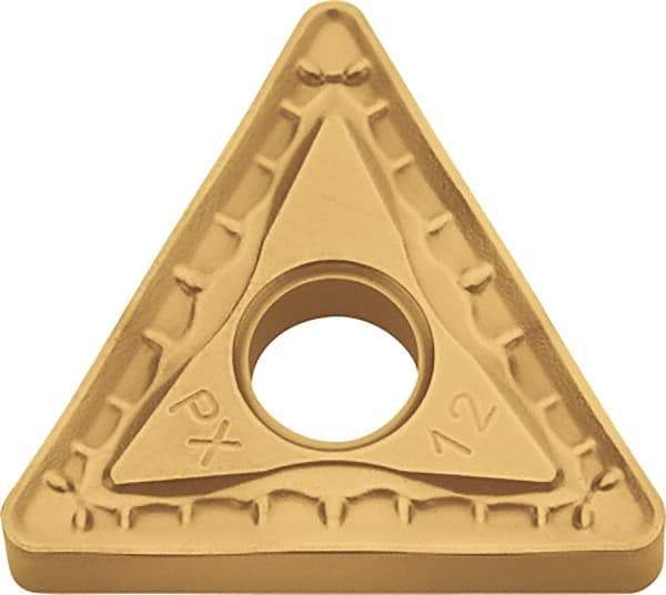 Kyocera - TNMM432 PX Grade CA525 Carbide Turning Insert - TiCN/Al2O3/TiN Finish, 60° Triangle, 1/2" Inscr Circle, 3/16" Thick, 1/32" Corner Radius - Americas Industrial Supply
